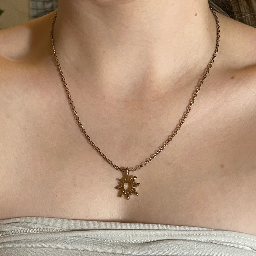 Gold Boho Sun-Pendant Necklace